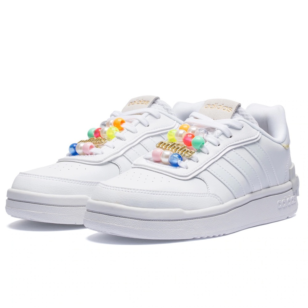 Adidas White Sneakers with Multicolor Beads